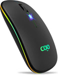 COO Wireless Mouse, LED Slim Dual Mode(Bluetooth 5.1 and 2.4G Wireless) Rechargeable Led Wireless Mouse with 3 Adjustable DPI for iPad OS 13, MacBook, Laptop, Mac OS 10.10
