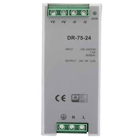 Jeanoko DR-75-24 75W Single Output 24V Din-Rail Power Supply AC/DC Switching Power Supply for Lighting Equipment Industrial Control