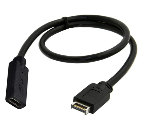 Qaoquda USB 3.1 Type E to Type C Extension Cable, Gen 2 (10 Gbit/s) USB 3.1 Type-E Male Port to Type-C Female Port Internal Adapter Cable 1Ft/30CM (Type E Male/Type C Female)