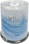 PlexDisc 52x Digital Audio Music CD-R Disc 80min 700MB Shiny Silver - 100 PK Cake Box (FFP), 100 Discs