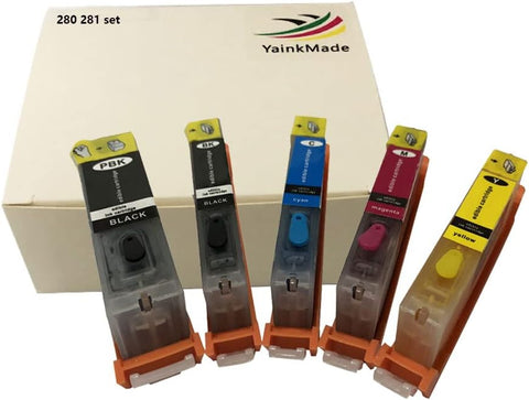 Yaink Made 280XL 281XL 280 XL 281 XL Refillable Ink Cartridges for C A K E Printer Work with PIXMA TS6120 TS6220 TS6320 TS8120 TS8220 TS8320 TR7520 TR8520 TR8620 TS9120 TS9520 TS9521C TS702 Printer