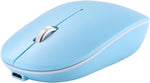 Blue Rechargeable Bluetooth Mouse 2.4G Wireless Noiseless Click Mouse Dual Mode Computer Mice Compatible for Laptop Windows Mac OS Chromebook