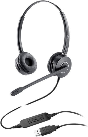 TV Call-Center USB-Headset with Microphone UC Computer-Headphone - Noise Cancelling Compatible with MS Teams Skype for Business (Binaural)