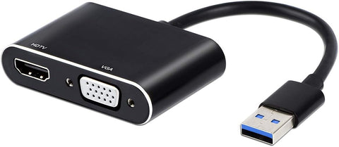 USB to HDMI VGA Adapter, USB 3.0 to HDMI Converter 1080P HDMI and VGA Sync Output Support Windows 10/8/7 Only ?Black?