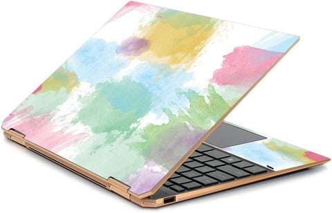 MightySkins Skin Compatible with HP Spectre x360 13.3" Gem-Cut (2019) - Watercolor White | Protective, Durable, and Unique Vinyl Decal wrap Cover | Easy to Apply| Made in The USA