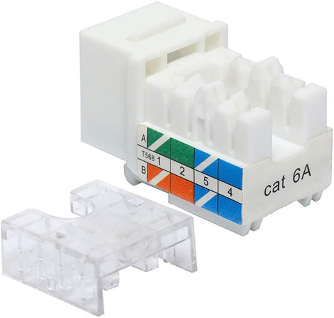 VCE Cat6A RJ45 Keystone Jacks UL Listed 50-Pack, 110-Type UTP Modular Ethernet Jacks Insert 10Gbps, Bundle with Keystone Punch Down Stand and Wire Stripper Cutter