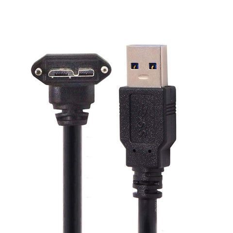 chenyang CY 3m 10Ft 90 Degree Up Angled Micro USB Screw Mount to 3.0 Data Cable for Industrial Camera