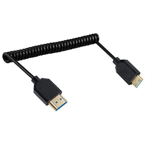 LOKEKE Coiled 8K Mini HDMI to HDMI Cable 2.1 Version, Gold-Plated HDMI to Mini HDMI Male to Male Cable Cord, 8K@60Hz 4k@120Hz, eARC HDR10 Compatible with PS5 TV Switch Roku(M-M, 1.2M)