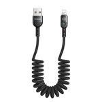 mcdodo Anti Winding Cable, LED Coiled Cord Nylon Braided Sync Charge USB Data 6FT/1.8M Cable Compatible New Phone List Below (Black, 6FT/1.8M)