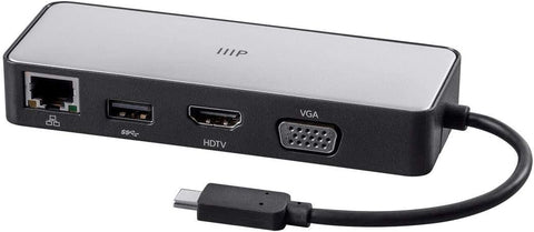 Monoprice USB-C to HDMI, VGA, USB 3.0, RJ45 Gigabit Ethernet and USB-C Female Travel Dock