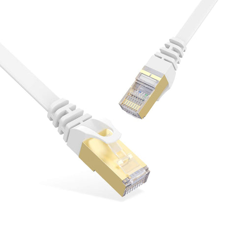 Cat 7 Ethernet Cable 30ft,RJ45 Cable White,Flat LAN Network Cable 600 MHz Patch Cord 10Gbps for Switch, Router, Modem, Patch Panel, Consoles,PC,10m