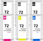 Jalada Compatible 72 Ink Cartridges Replacement for HP 72 130-ml C9403A C9370A C9371A C9372A C9373A C9374A for DesignJet T770 T790 T795 T610 T620 T1100 T1120 T1200 T1300 T2300 Printer (6-Pack)