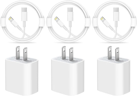 iPhone 14 13 12 Fast Charger, [Apple MFi Certified] 3 Pack PD 20W USB-C Power Adapter iPhone Charger Fast Charging with 3 Pack 6FT Type C to Lightning Cable for iPhone 14 13 12 11 Pro Max XS XR X iPad