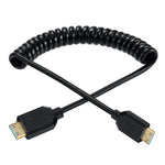 Qaoquda 8K Mini HDMI Coiled Cable, 48Gbps High Speed Mini HDMI Male to Mini HDM Male (C Type) Spiral Adapter, Mini HDMI 8K Ultra HD Cable