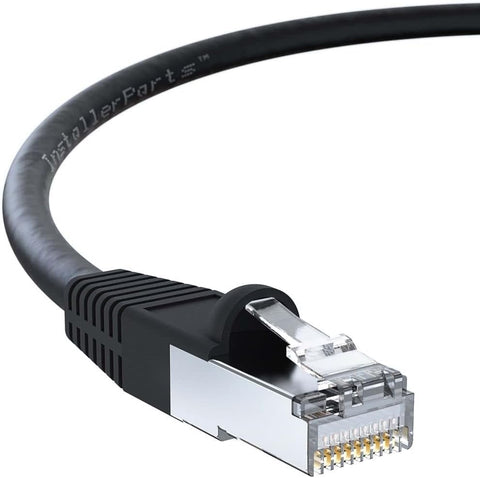 InstallerParts Ethernet Cable CAT6 Cable Shielded (SSTP/SFTP) Booted 20 FT - Black - Professional Series - 10Gigabit/Sec Network/High Speed Internet Cable, 550MHZ