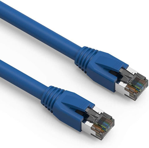 Cat 8 Ethernet Cable, Heavy Duty 24 AWG Double Shielded Booted Twisted Pair LAN Network, 40 Gbps 2000 Mhz Bandwidth and RJ45 Connector High Speed for Router/Gaming/Switch Blue (7 Feet (1 Pack))