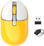 JieruiDeng Charging Wireless Mouse Cute Silent Computer Mice with USB Receiver,2.4Ghz Optical Cordless Mini Travel Home Office Mouse for Laptop,Notebook,PC,Computer (Yellow)