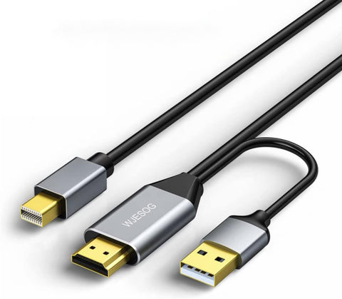 WJESOG HDMI to Mini Displayport Cable 6.6ft 4K@60Hz,HDMI 2.0 Male to Mini DP 1.2 Male Converter for Mac Mini, Laptop PC, Xbox, MDP Monitor