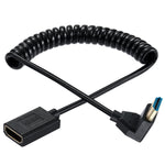 Qaoquda 8K HDMI Extension Cable, 4Ft Coiled HDMI 2.1 Male to Female 90 Degree Angle Spiral Extender Cord, High Speed Supports 48Gbps 8K@60 for Camera, Camcorder, Monitor TV, PC and More (Up Angle)