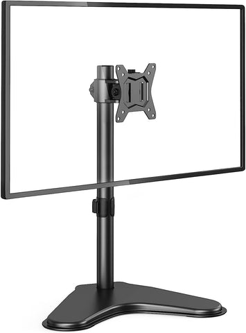 HUANUO Single Monitor Stand, Free Standing Monitor Desk Stand for 13 to 32" Computer, Height Adjustable Monitor Mount Full Motion Swivel VESA 75x75mm/100x100mm Heavy Duty Steel Base up to 17.6 lbs