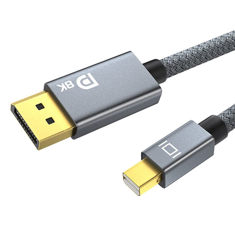 QCEs 8K Mini DisplayPort to Displayport Cable 10Ft, Mini DP to DP Cable 1.4 8K@60Hz 4K@144Hz 2K@240Hz Compatible with Thunderbolt 2 MacBook Pro/Air, iMac, Mac Mini, Surface Pro, XPS to DP Monitor