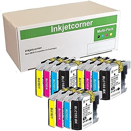 Inkjetcorner Compatible Ink Cartridges Replacement for LC103 BLC103 (3 Black 3 Cyan 3 Magenta 3 Yellow, 12-Pack)