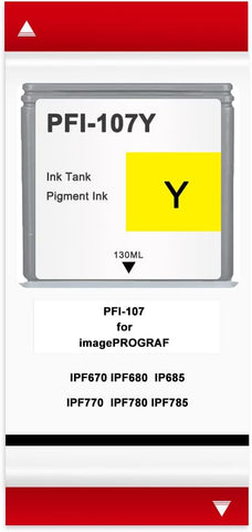 PFI-107 130ml Yellow Ink Cartridge Compatible for Canon PFI107 PFI-107Y for imagePROGRAF iPF780 iPF785 iPF770 iPF685 iPF680 iPF670 Printer