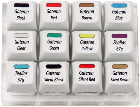 Max keyboard Gateron + Zealios + Tealios Key Switch 12-Key Tester Kit (Printed PBT Keycap with Key Switch Color Printed)