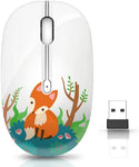 JUHOO Wireless Mouse with Nano Receiver for PC, Laptop, Notebook, Computer, MacBook, Less Noise, Portable Mobile Optical Mice.(Fox) M101