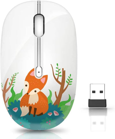 JUHOO Wireless Mouse with Nano Receiver for PC, Laptop, Notebook, Computer, MacBook, Less Noise, Portable Mobile Optical Mice.(Fox) M101