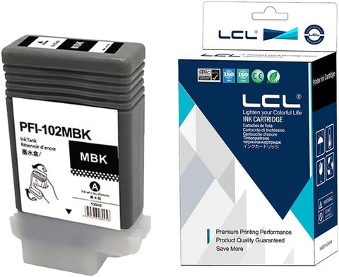 LCL Compatible Ink Cartridge Replacement for Canon PFI102 PFI-102 PFI102MBK PFI-102MBK 0894B001 IPF500 IPF510 IPF510plus IPF600 IPF605 IPF605plus IPF610 IPF610plus IPF650 IPF700 (1-Pack MBK)