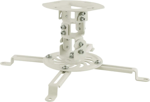 Mount-It! Low Profile Projector Ceiling Mount [30 lbs Capacity] Universal Bracket | 360 Full Motion Rotation with 30 Degree Tilt and Roll | 6 Inches High (White | Short)