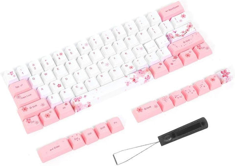 Keycap, 73Pcs Sublimation Keycap, with Cute Pattern Keyboard Keycap, with Rich Colors for Mechanical Keyboard(6064 Cherry Blossom)