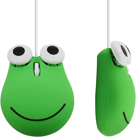 JieruiDeng Cute Frog Mouse, USB Wired Computer Mouse for PC Laptop, Small Corded Optical Mice 1600 DPI (Green)