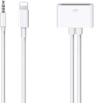 rosyclo Lightning to 30-Pin Adapter, MFi Certified 8-Pin to 30 Pin Female Converter with 3.5mm AUX Audio Cable Charging Sync Cord Compatible iPhone 6s/6s Plus/6/6 Plus/SE/5s/5c/5/iPad Devices White