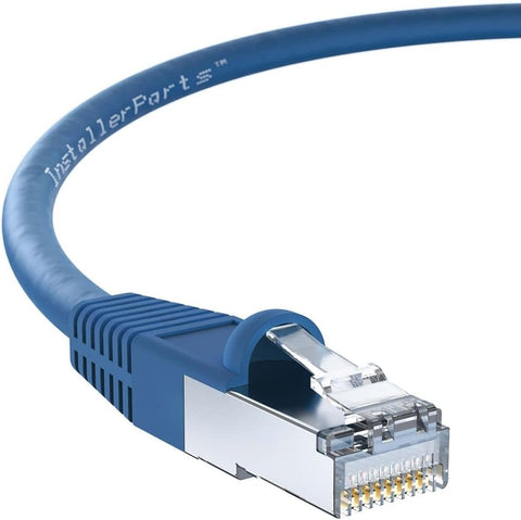 InstallerParts Ethernet Cable CAT6 Cable Shielded (SSTP/SFTP) Booted 10 FT - Blue - Professional Series - 10Gigabit/Sec Network/High Speed Internet Cable, 550MHZ