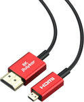 Rulykar 4K Micro HDMI to HDMI 6.6FT/2M, Ultra High Speed 48Gbps, Ultra Thin HDMI Cord ?2.5mm, 4K@60Hz, Compatible with 7 6 5 A6000 A6300 Camera B500 3 Pro and More