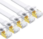 CAT8 Ethernet Cable, 6ft 5 Pack Flat CAT8 Patch Cord, Faster Than CAT7/CAT6/CAT5e, High Speed 40Gbps 2000MHz SFTP Network LAN Cable with Gold Plated RJ45 for Gaming, Router, Modem (6ft/5 Pack/White)