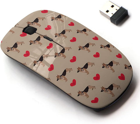 2.4G Wireless Mouse with Cute Pattern Design for All Laptops and Desktops with Nano Receiver - Dog German Shepherd