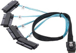 xiwai Internal 36 Pin Mini SAS SFF-8087 Host to 4 SFF-8482 Target SAS Hard Disk and SATA Power Cable 100cm