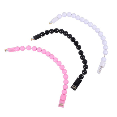 USB Charging Bracelet Beaded Cable: 3pcs compitable for Smart Bracelet Charger Data Cable Charger Cord Elegant Beaded Bracelet for Home Office Car