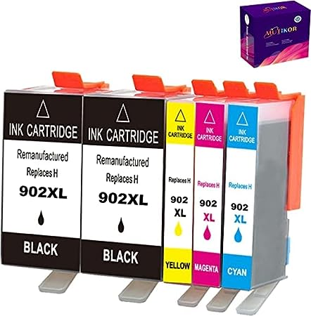 Mutikor Compatible 902XL Ink Cartridge Replacement for HP 902 XL Ink Use with OfficeJet Pro 6968 6978 6958 6962 6954 6960 6970 6979 6950 6975 (2Black 1Cyan 1Magenta 1Yellow) 5 Pack