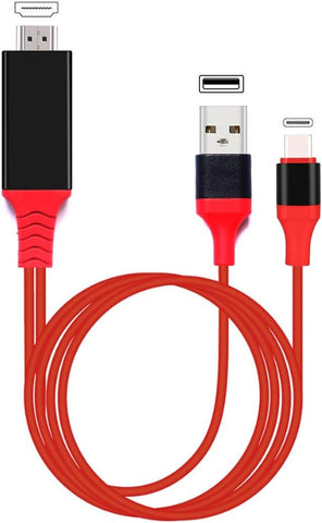 USB C to HDMI Adapter with USB Cable, AWADUO Type c to HDMI Adapter 4K 30Hz Compatible with MacBook 2018 iPad Pro,iMac,ChromeBook Pixel,Galaxy S9 Note9 S10 Surface Book Pro- 6.6FT (6.6FT, Red)