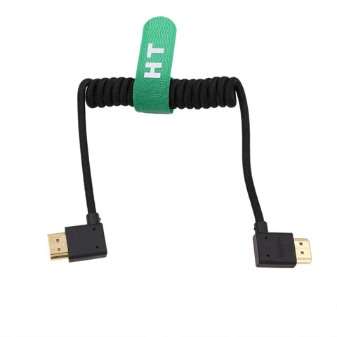 HangTon HDMI 8K 4K120p Cable Braided Coiled for ATOMOS Ninja V FEELWORLD Blackmagic Monitor ZCAM Sony A7 Canon R5 Nikon Camera Right Left Angle Type A HDMI 2.1