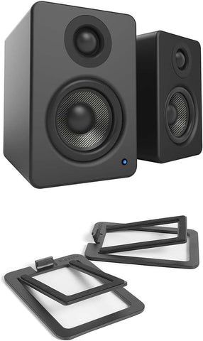 Kanto YU2 PC Gaming Desktop Speakers | 3" Composite Drivers | 3/4" Silk Dome Tweeter | Class D Amplifier | 100 Watts| Pair | Matte Black with a S2 Angled Desktop Speaker Stands (Pair) (2022)