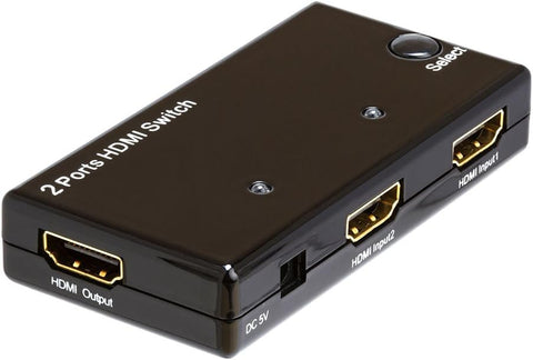 Cmple - 2 Port High Speed 4K HDMI Switch 2-in-1 out (2x1), Support 3D, Full HD 4K @30Hz, HDCP (no external power needed)