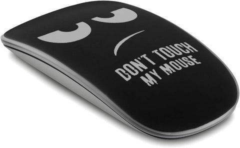 kwmobile Protector Film Compatible with Apple Magic Mouse 1/2 - Silicone Soft Cover - Durable, Non-Slip - Don't Touch My Mouse White/Black