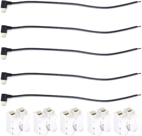 ELNONE 1 Pack 5pcs USB C Cable Pigtail Left Right Direction Type C Male Cable 12 inch 30cm 5V 3A 22AWG 2 core Power Pigtail Cable DIY Charging Cord Black W/Quick Wire Cable Connector