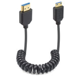 Duttek 8K HDMI to Mini HDMI Coiled Cable, Mini HDMI to HDMI 2.1 Version Cable, 48Gbps Ultra Thin HDMI Male to Mini HDMI Male Cable for Projector, Monitor, Camcorder (4FT/1.2M)