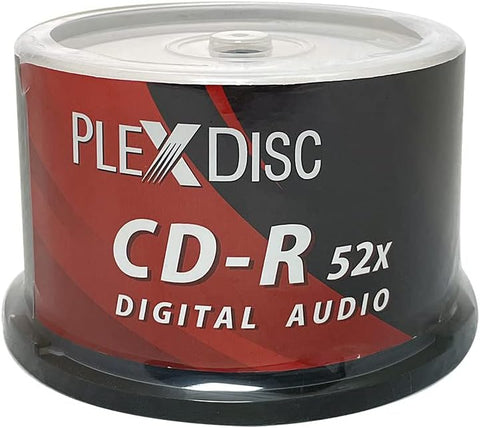 PlexDisc TY Series Blue CD-R 52X 700MB Music Digital Audio White Inkjet Hub Printable Recordable Media Disc - 50pk Cake Box 669-214-Y-BX, 50 Discs